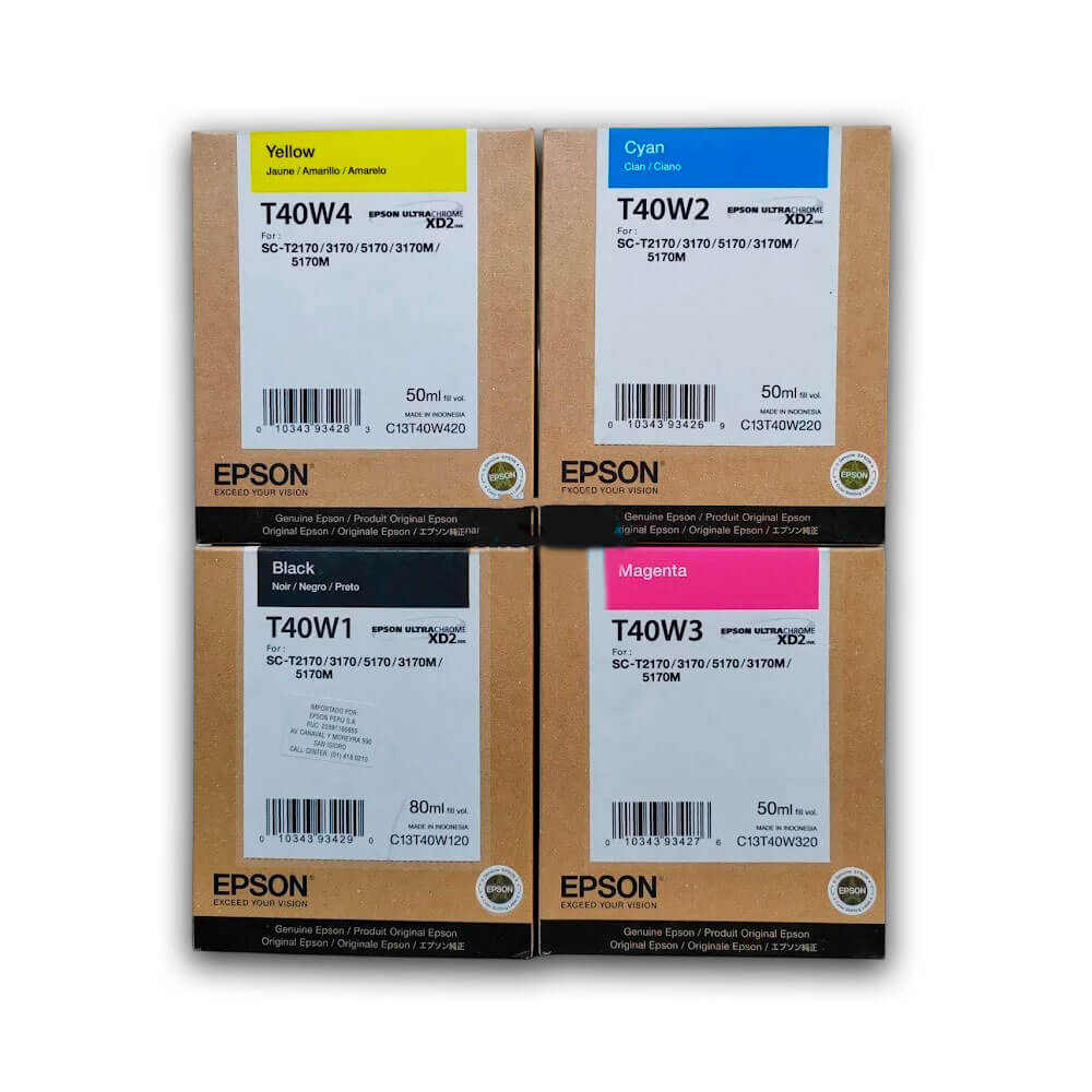 Kit de Tinta Epson T40W Negro y Colores ST-2170, SC-T3170 Original