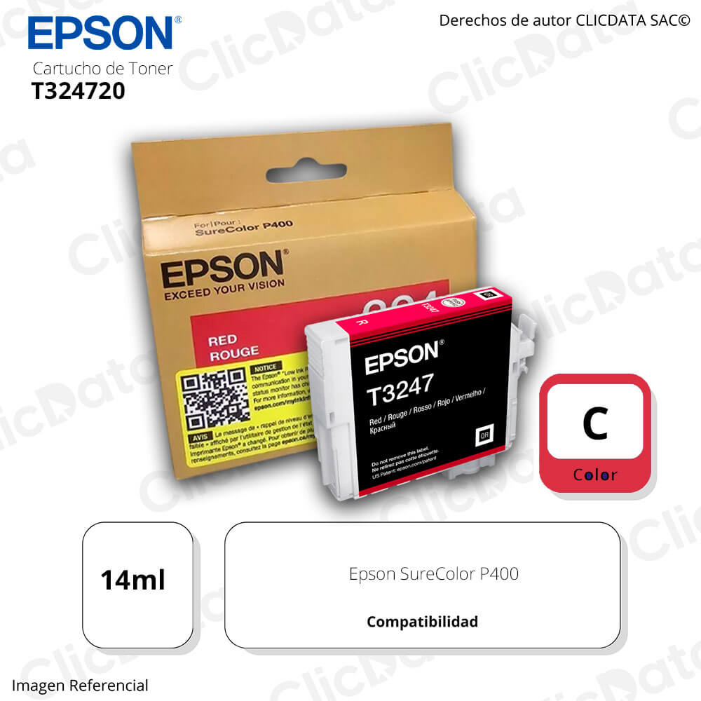 Tinta Epson T324720 Ultrachrome Red 14ML Epson P400 Original