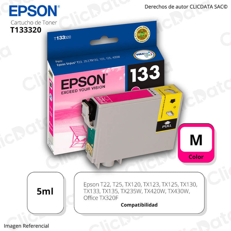 Tinta Epson T133320 magenta 300 Pag T25, TX125, TX320F Original
