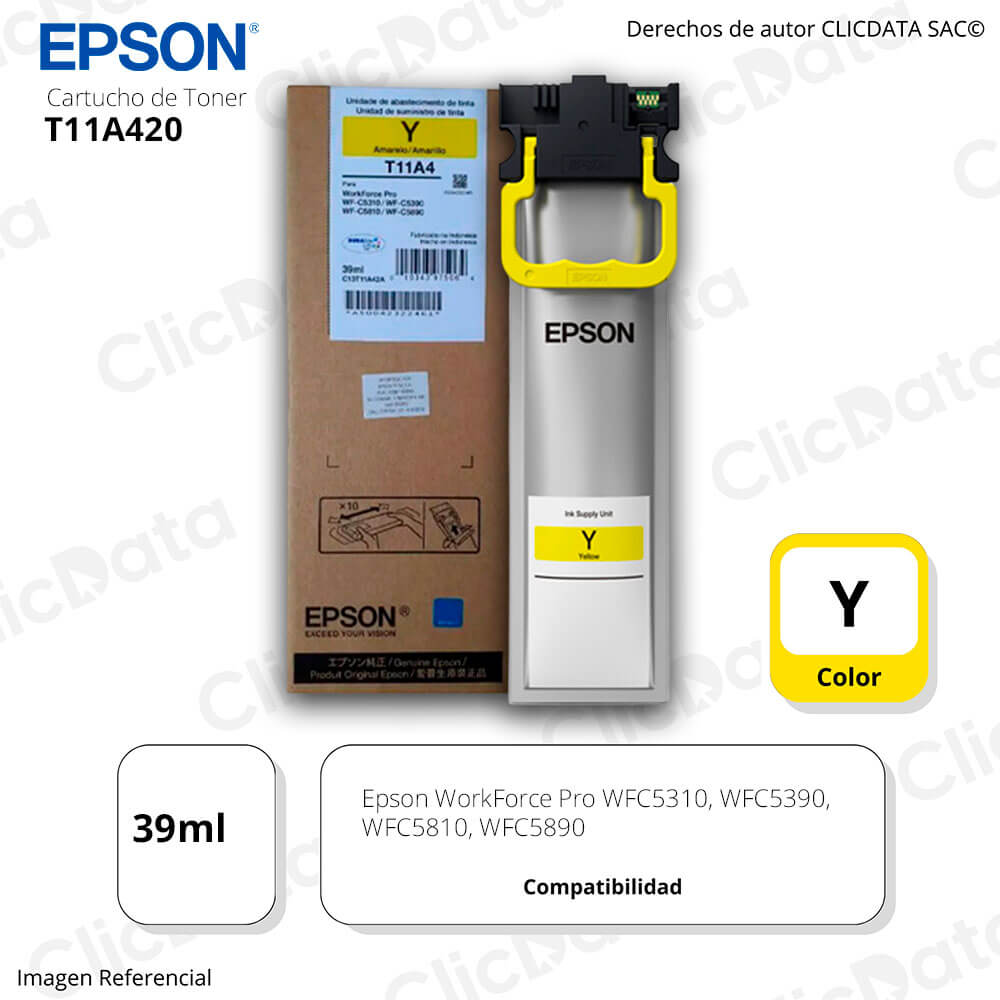 Tinta Epson T11A420Al Yellow 5,000 Pág. WFC5310, WFC5810 Original