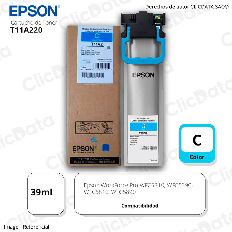 Tinta Epson T11A220Al Cian 5,000 Pág. WFC5310, WFC5810 Original