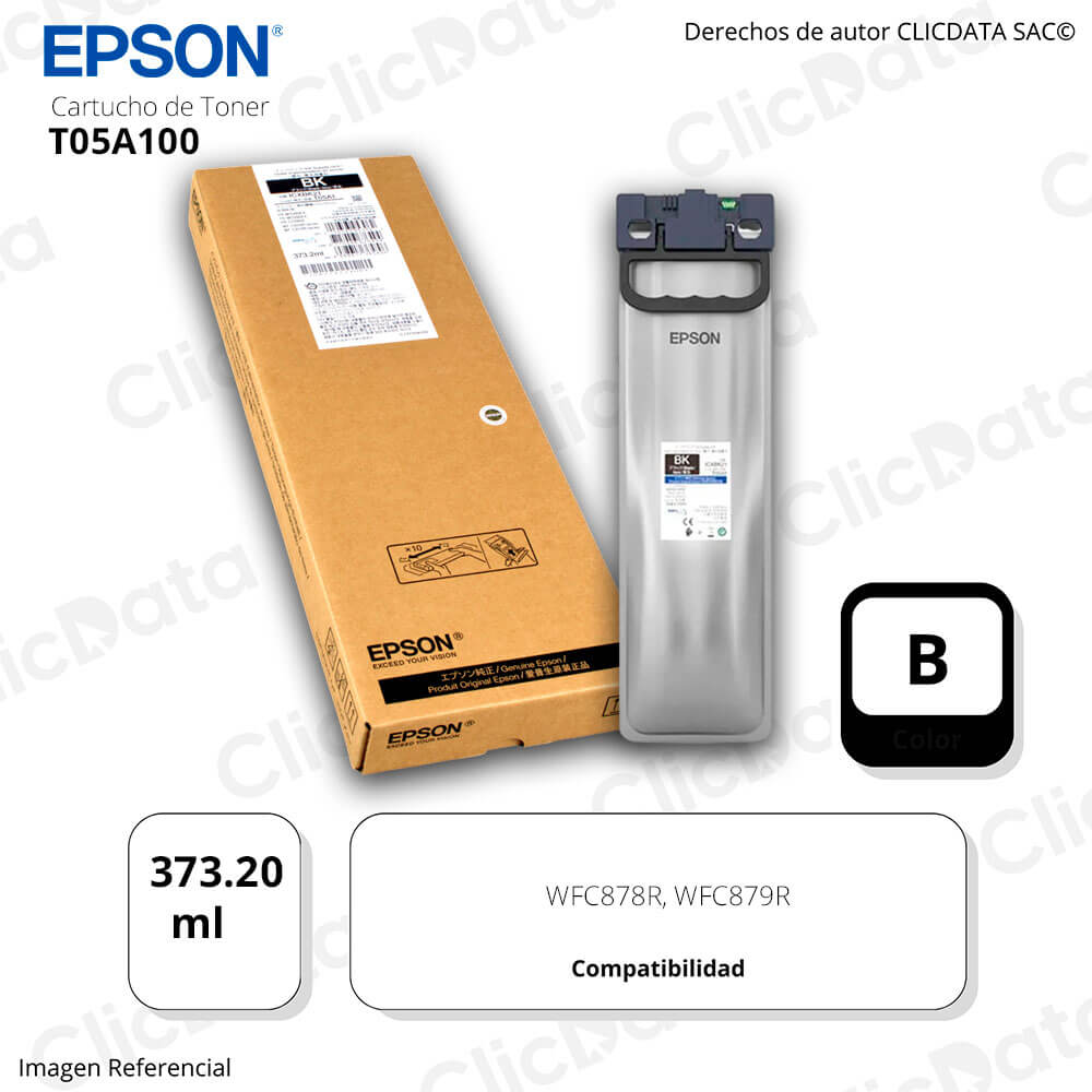Tinta Epson T05A100 Negro 373ml WF C878R, C879R Original