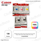 Kit de Tinta Canon PFI-102 Negro y Tricolor iPF750 Original