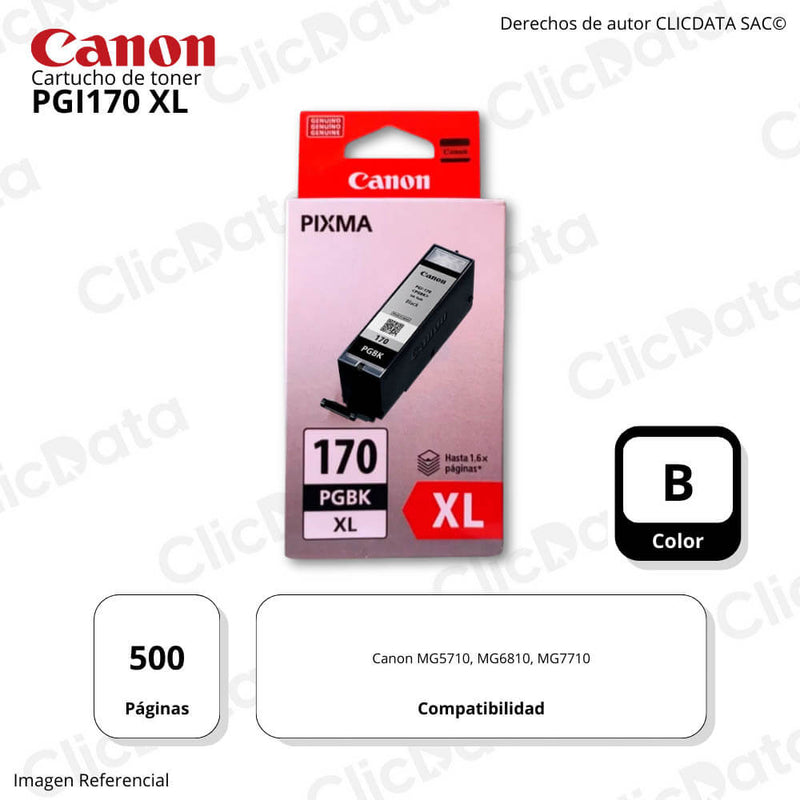 Tinta Canon PGI 170Xl Black 22.2ML Canon MG5710, MG7710 Original
