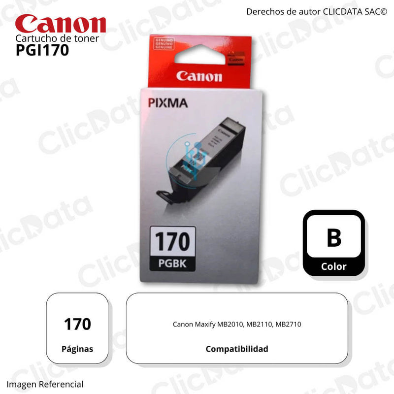 Tinta Canon PGI 170 Black 170 Pág. MG5710, MG7710 Original
