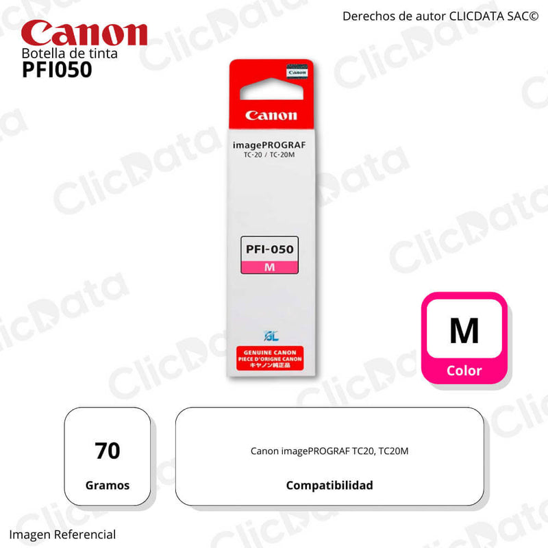 Tinta Canon PFI 050 Magenta 70ML imagePROGRAF TC20, TC20M Original