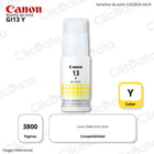 Tinta Canon GI-13Y Yellow 70ML Pixma G510, G610 Original