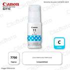 Tinta Canon GI-11C Cyan 6,000 Pág. Pixma G3160, G2160 Original