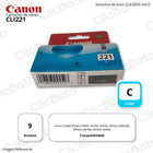 Tinta Canon Cli-221 Cyan 9ML iP4600, MP540, MP560 Original