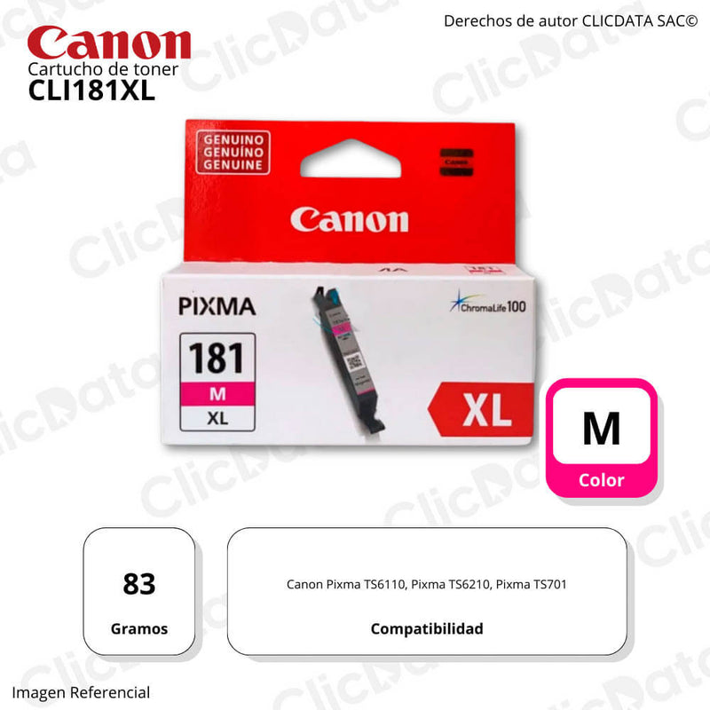 Tinta Canon Cli-181Xl Magenta 8.3ML Ts6110 , Ts6210, Ts701 Original