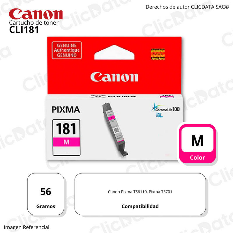 Tinta Canon Cli-181 Magenta 5.6ML Ts6110 , Ts6210, Ts701 Original