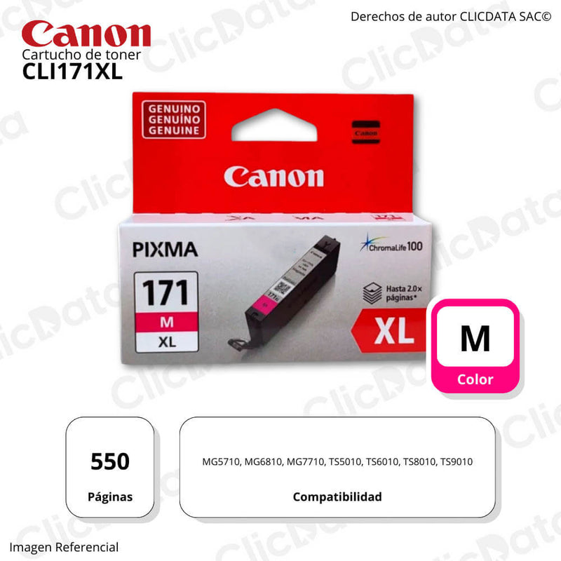 Tinta Canon Cli-171XL Magenta 10.8ml TS6010, TS8010, TS9010 Original