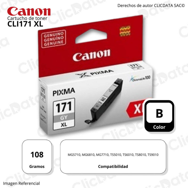 Tinta Canon Cli-171Xl Black 10.8ml TS6010, TS8010, TS9010 Original