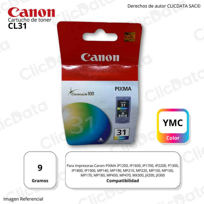 Tinta Canon CL-31 TriColor 9ML MP140, MP190, MP210 Original
