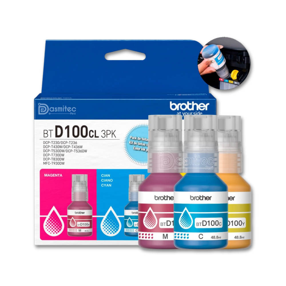 Pack 3 Tintas Brother BTD 100Cl3Pk Color Original