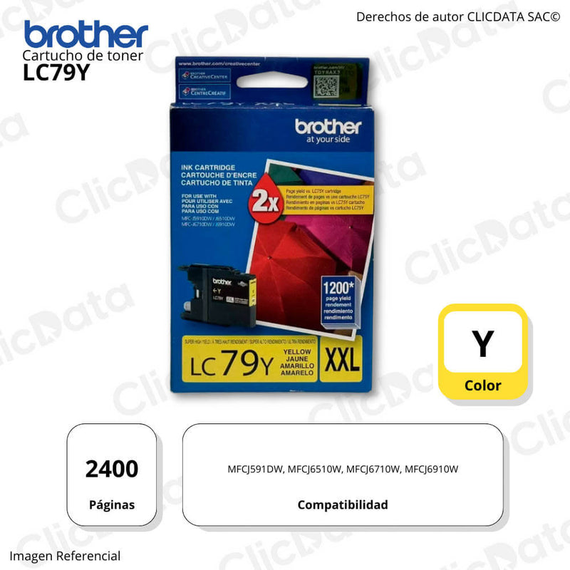 Tinta Brother LC 79Y Yellow 2,400 Pág. MFC-J6510DW, MFC-J6910DW Original