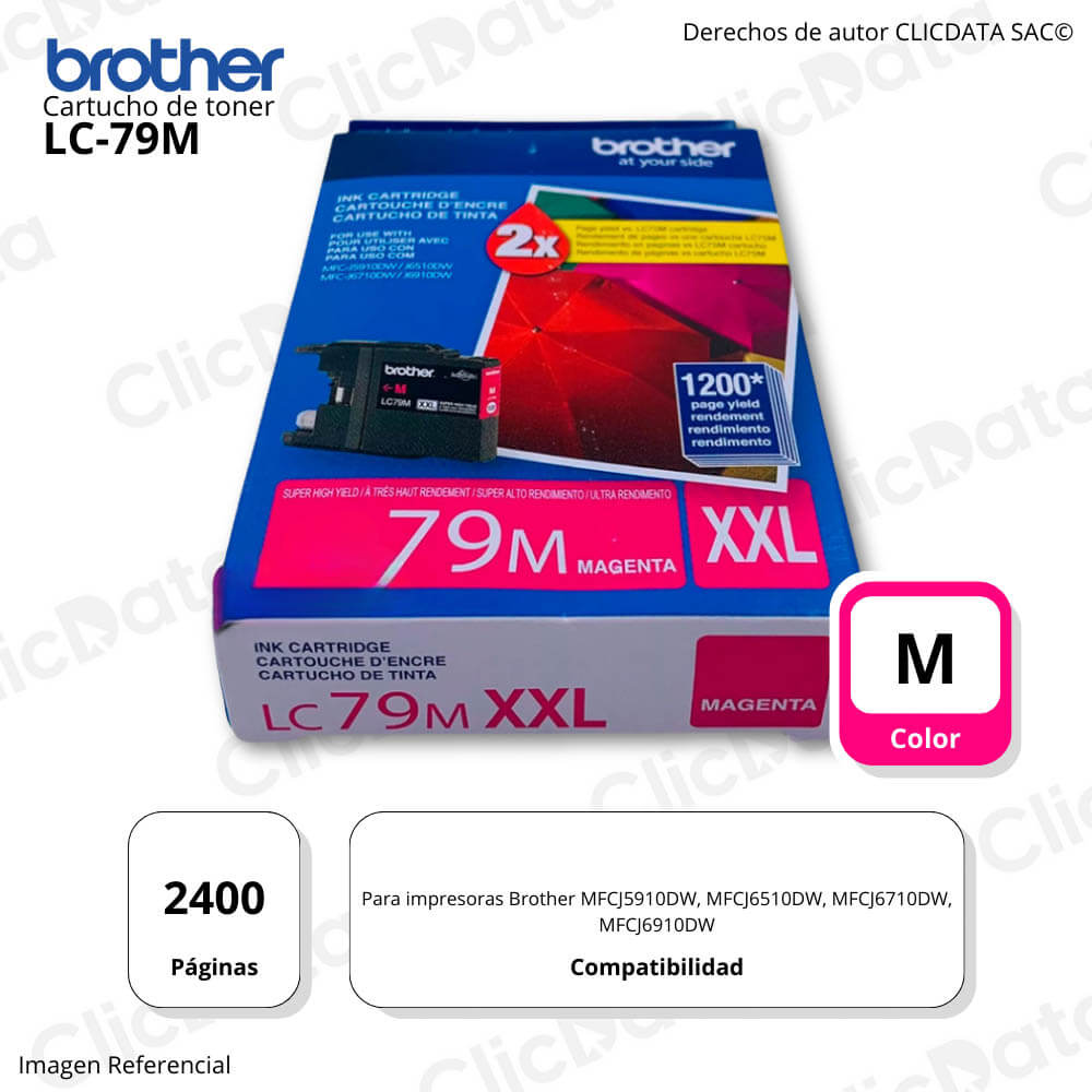 Tinta Brother LC 79M Magenta 2,400 Pág. MFC-J6510DW, MFC-J6910DW Original