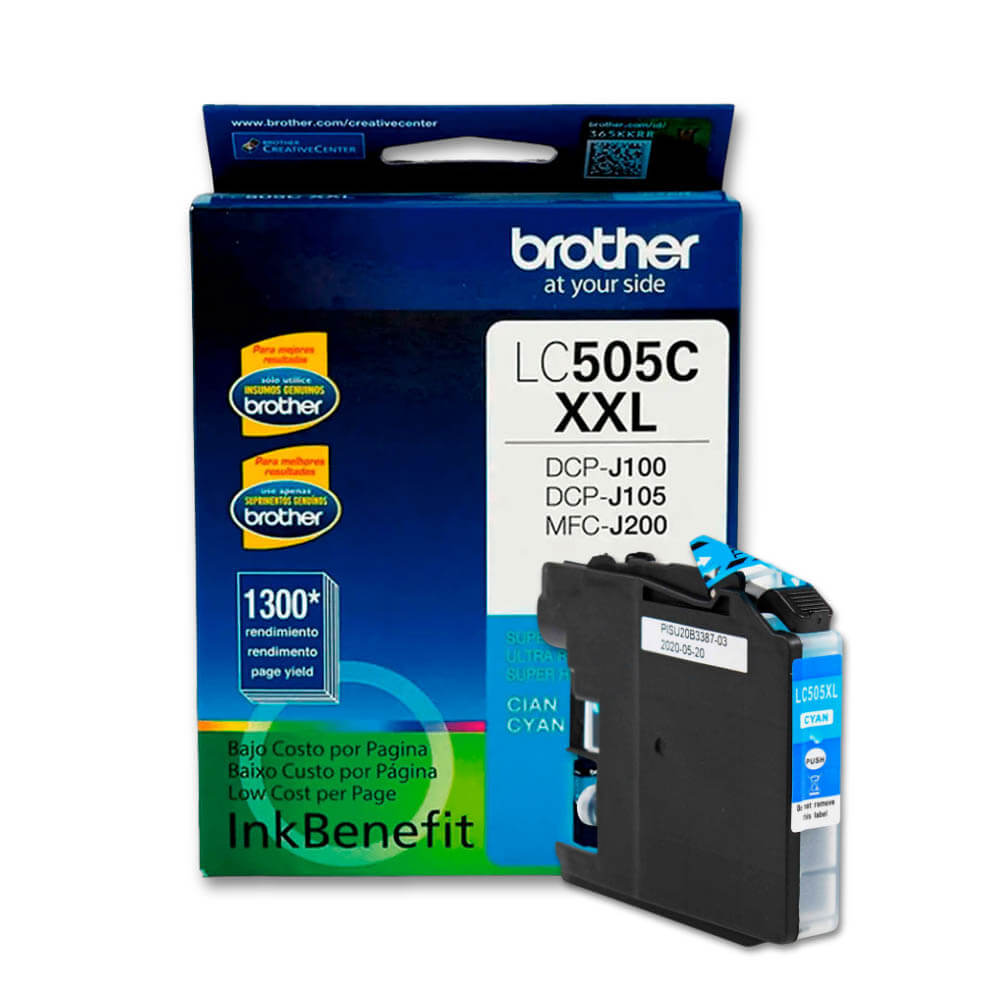 Tinta Brother LC 505C Cyan 1,300 Pág. DCP-J100, MFC-J200 Original