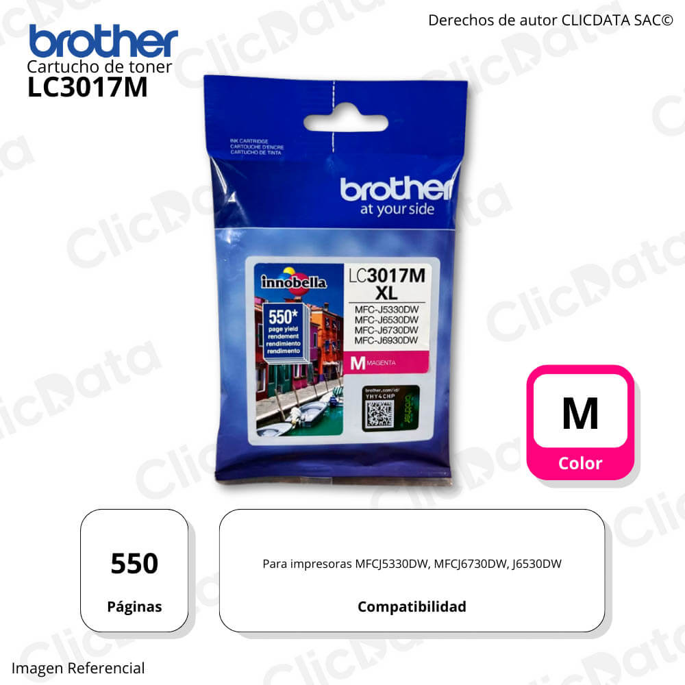 Tinta Brother LC 3017M Magenta 550 Pág. J5330DW, J6730DW Original