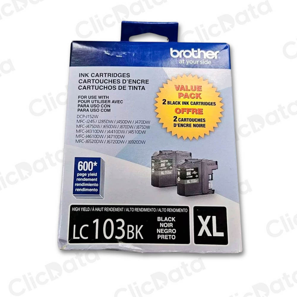 Tinta Brother LC 103Bk Black 600 Pág. MFC-4510DW, 4710DW Original
