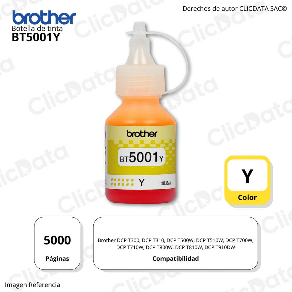 Tinta Brother BT 5001Y Yellow 5,000 Pág. T920DW, T510W Original
