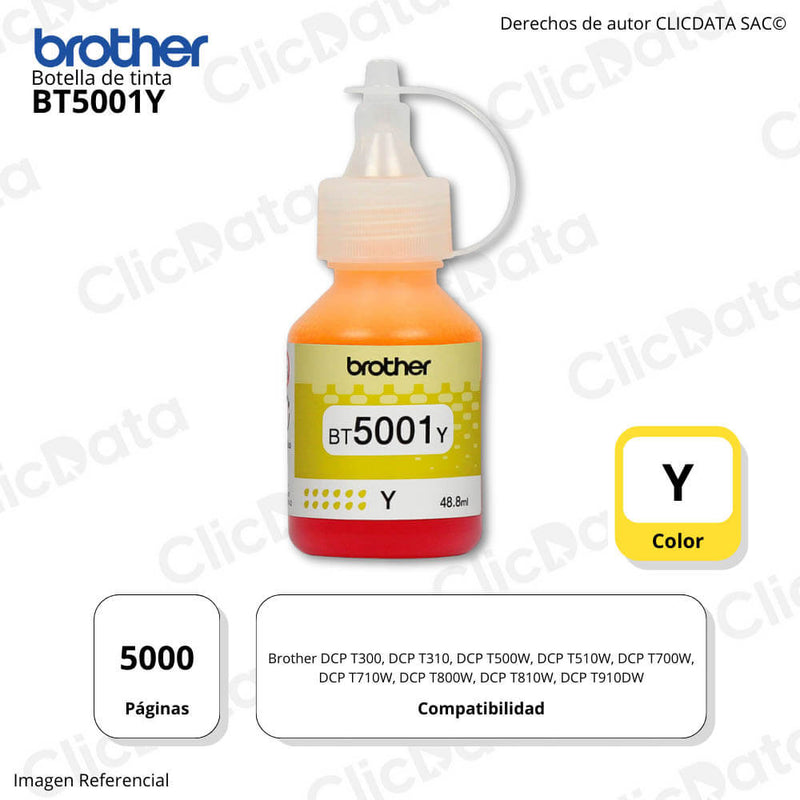 Tinta Brother BT 5001Y Yellow 5,000 Pág. T920DW, T510W Original
