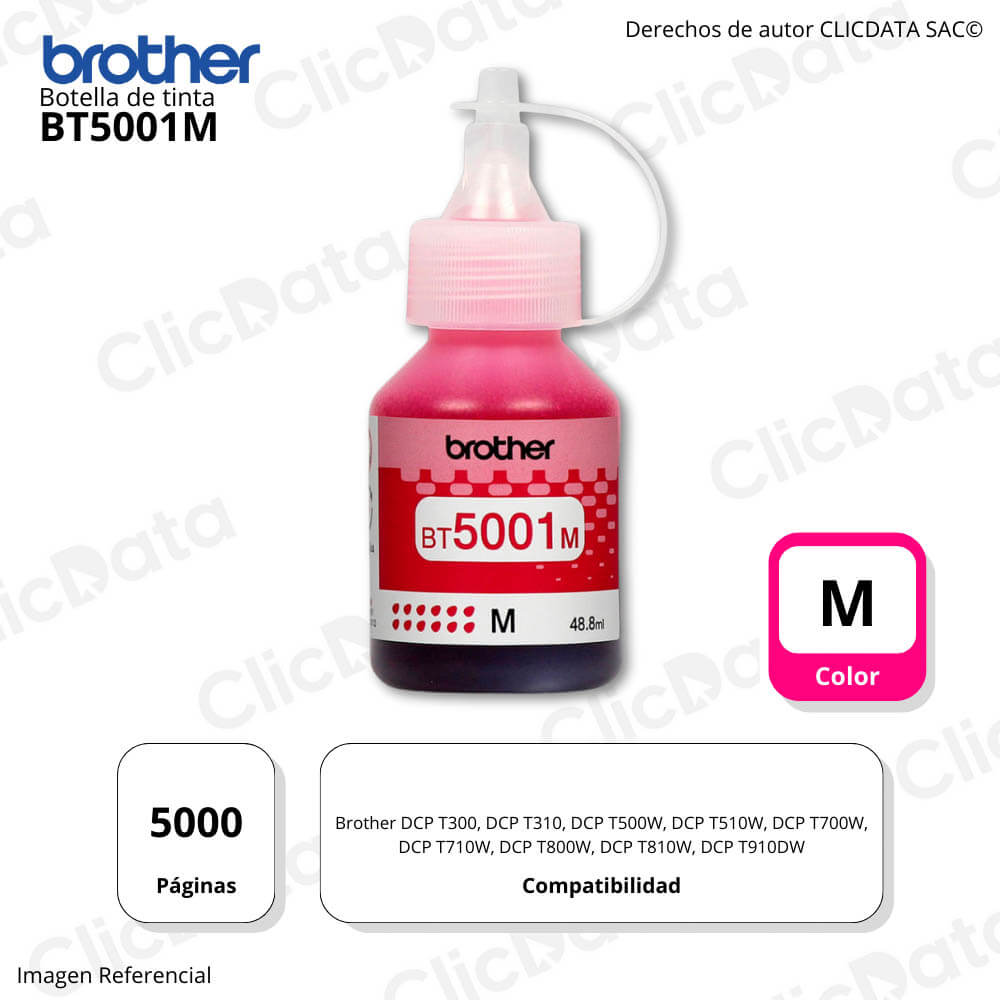 Tinta Brother BT 5001M Magenta 5,000 Pág. T920DW, T510W Original