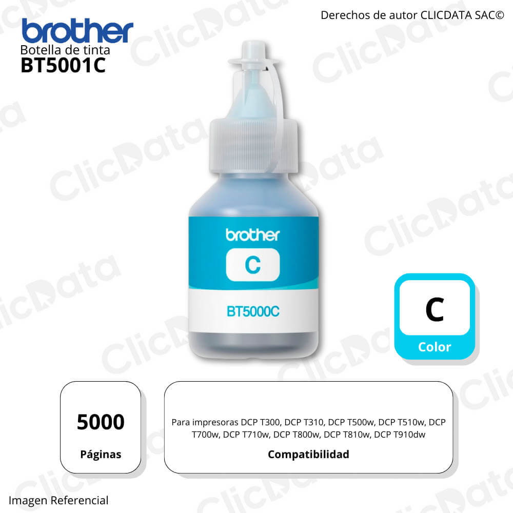 Tinta Brother BT 5001C Cyan 5,000 Pág. T920DW, T510W Original