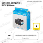 Tinta HP 951XL Yellow CN048AL 1.500 Pág. 8100, 8600 Compatible