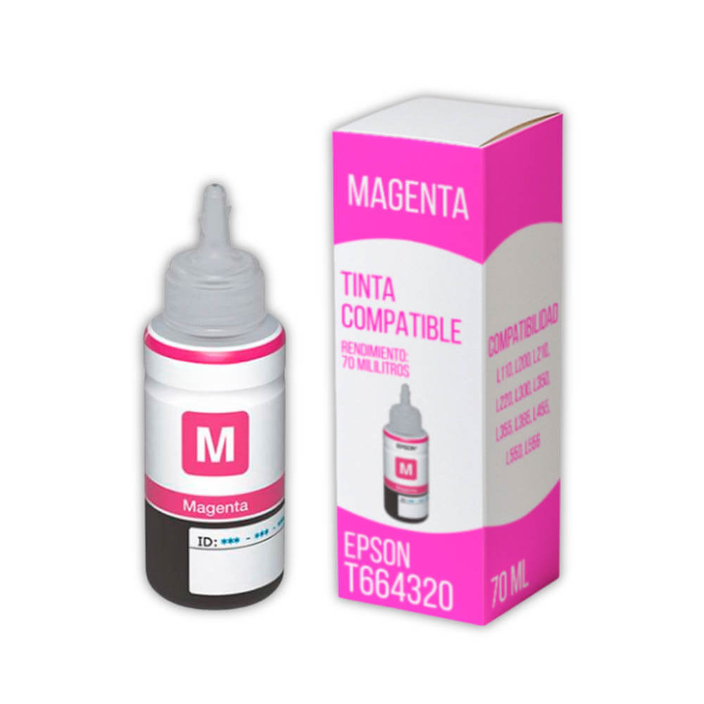 Tinta Epson T664320 Magenta 70 ml L455, L200, L565,L210 Compatible