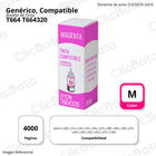 Tinta Epson T664320 Magenta 70 ml L455, L200, L565,L210 Compatible