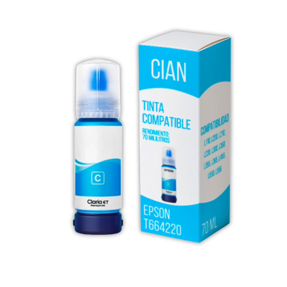 Tinta Epson T664220 Cian 70ml L455, L200, L565,L210 Compatible
