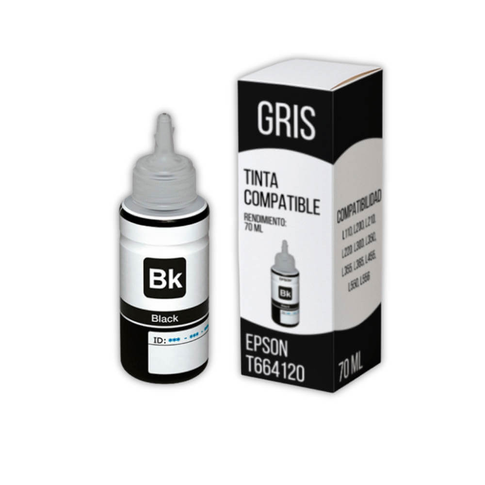 Tinta Epson T664120 Negro 70ml L455, L200, L565,L210 Compatible
