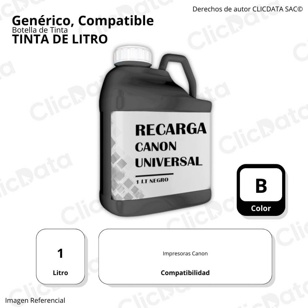 Tinta de Litro para Canon Negro Compatible