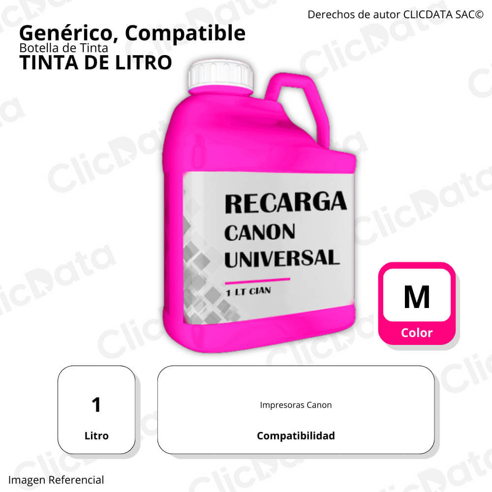 Tinta de Litro para Canon Magenta Compatible