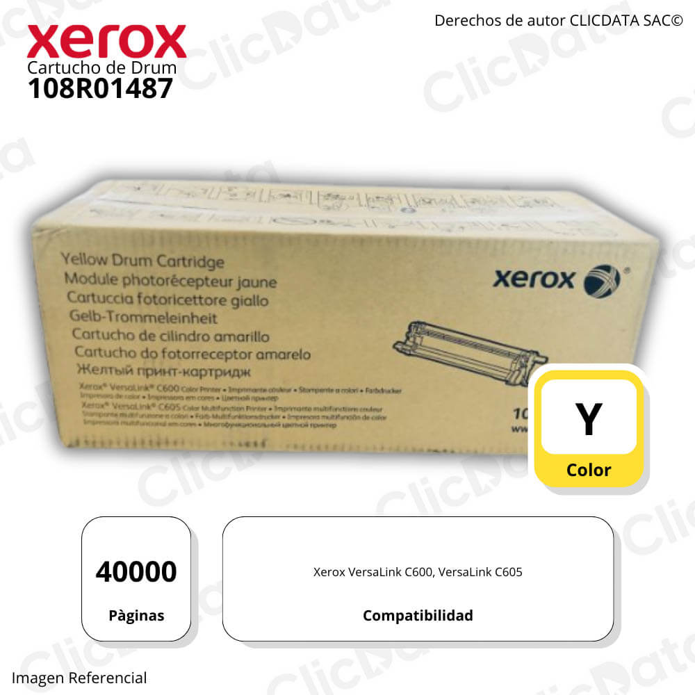 Tambor Xerox 108R01487 Amarillo 40,000 Pág. C600, C605 Original