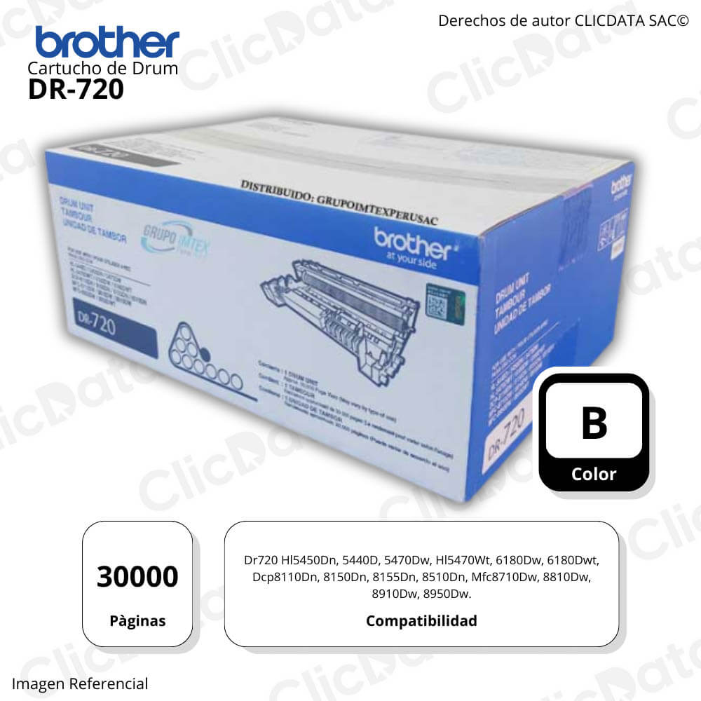 Tambor Brother DR720 30,000 Pág. Dr. Hl 5450DN, 8910Dw original