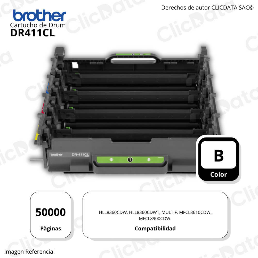 Tambor Brother DR411CL 50,000 Pág. L8900cdw, 8360cdw original