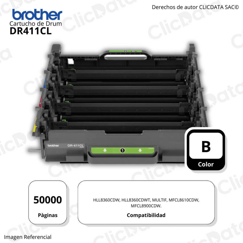 Tambor Brother DR411CL 50,000 Pág. L8900cdw, 8360cdw original