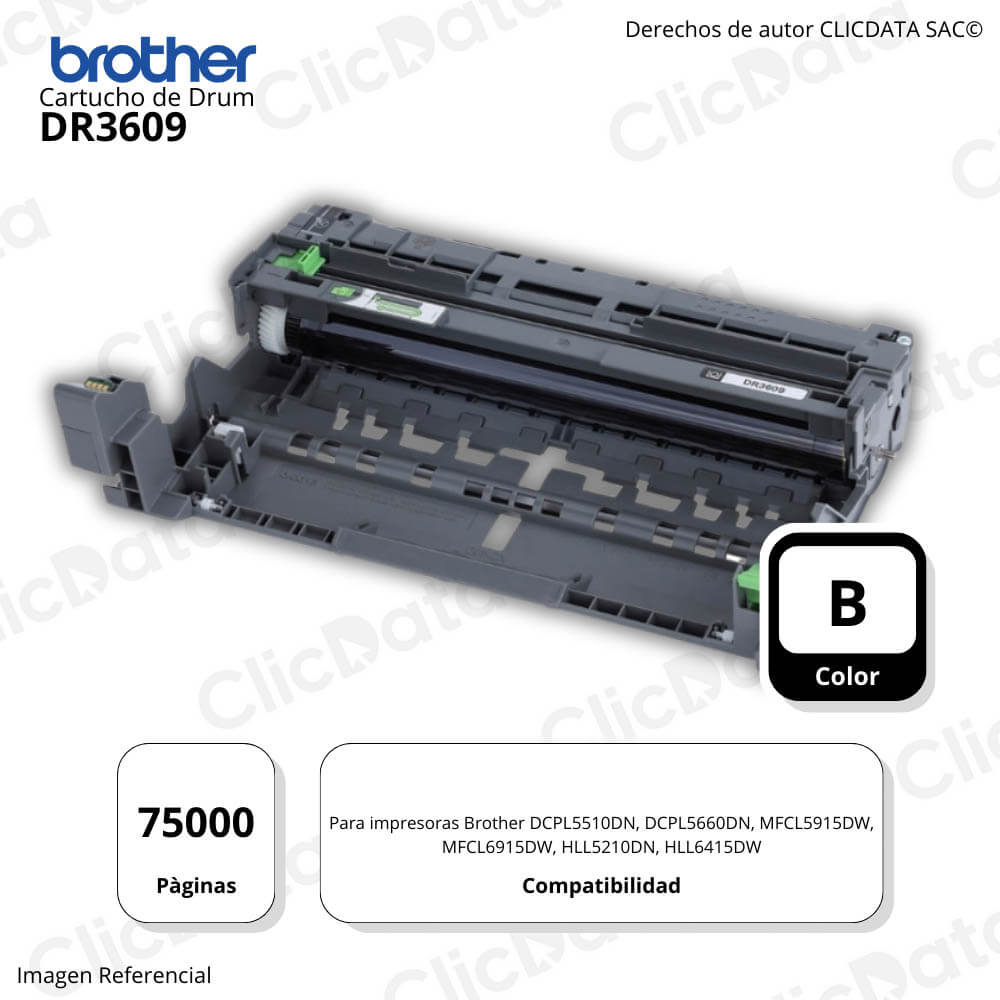 Tambor Brother Dr3609 Negro 75,000 Pág. L5660DN, 6915DW Original
