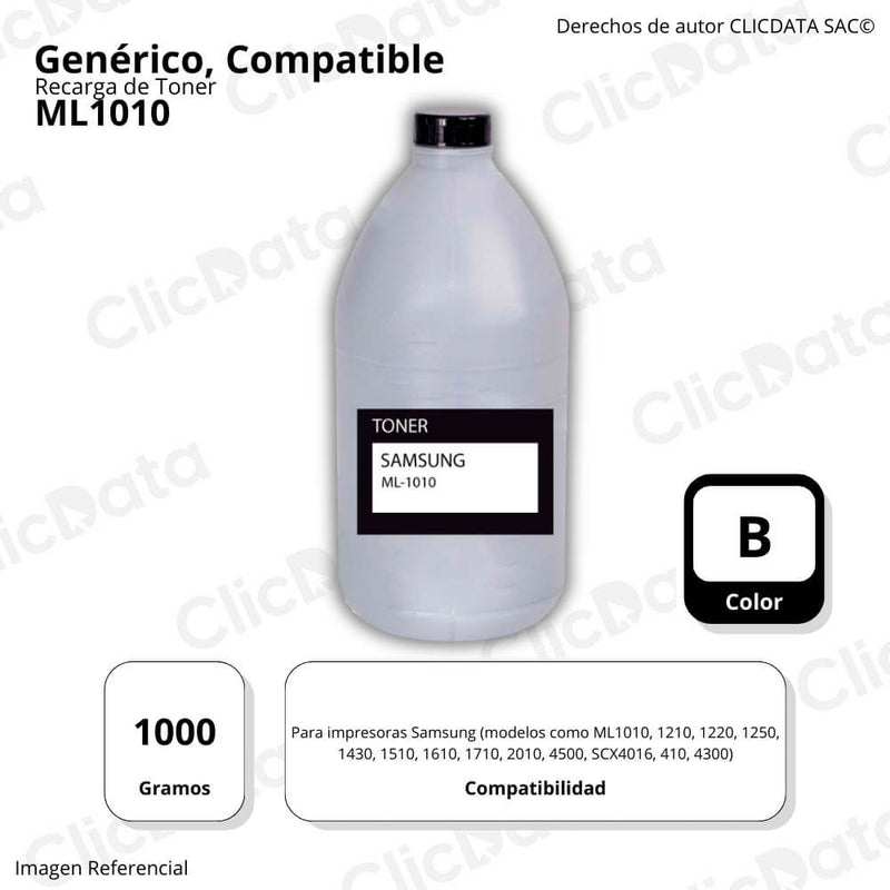 Recarga de Toner Samsung Negro ML 1010 1000g Compatible