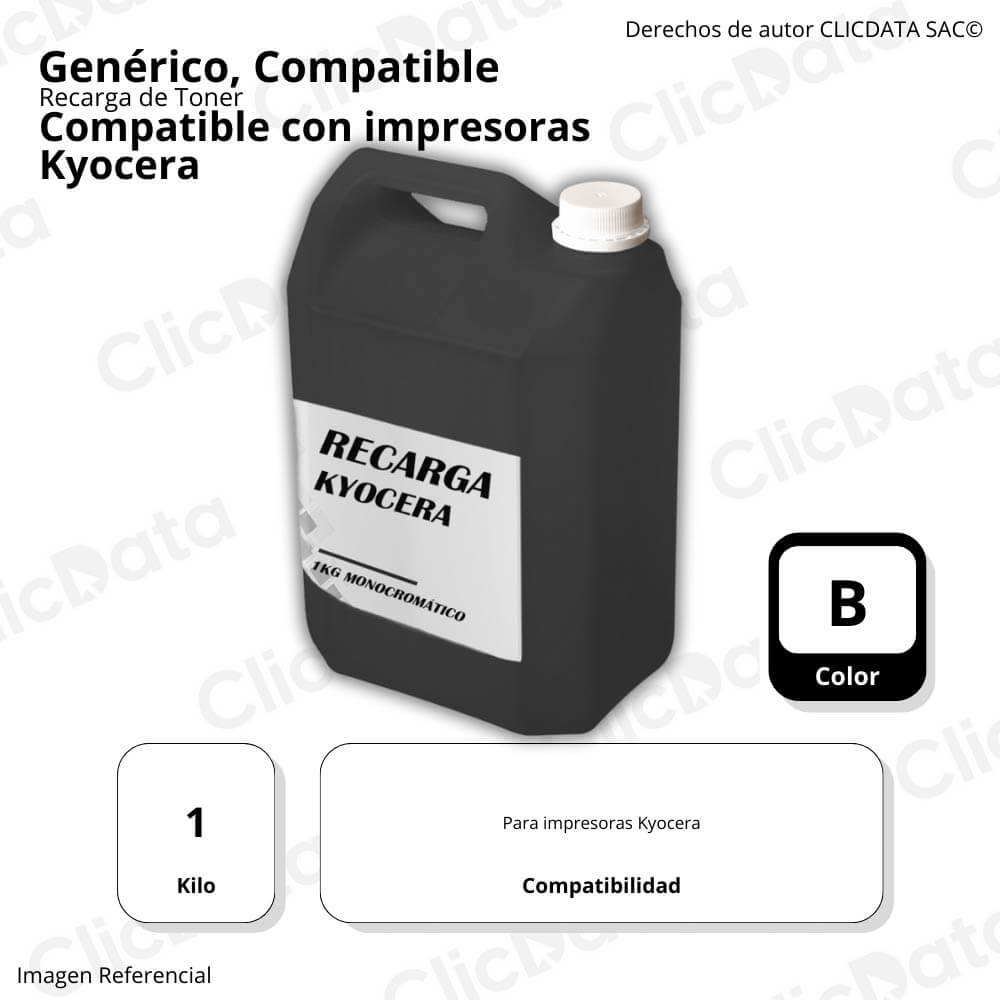 Recarga de Toner Kyocera Monocromo 1 Kilo Compatible