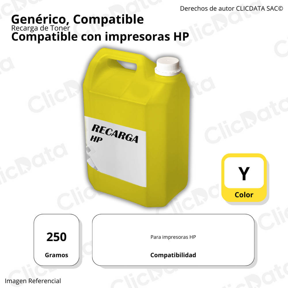 Recarga de Toner HP Yellow 250g Compatible