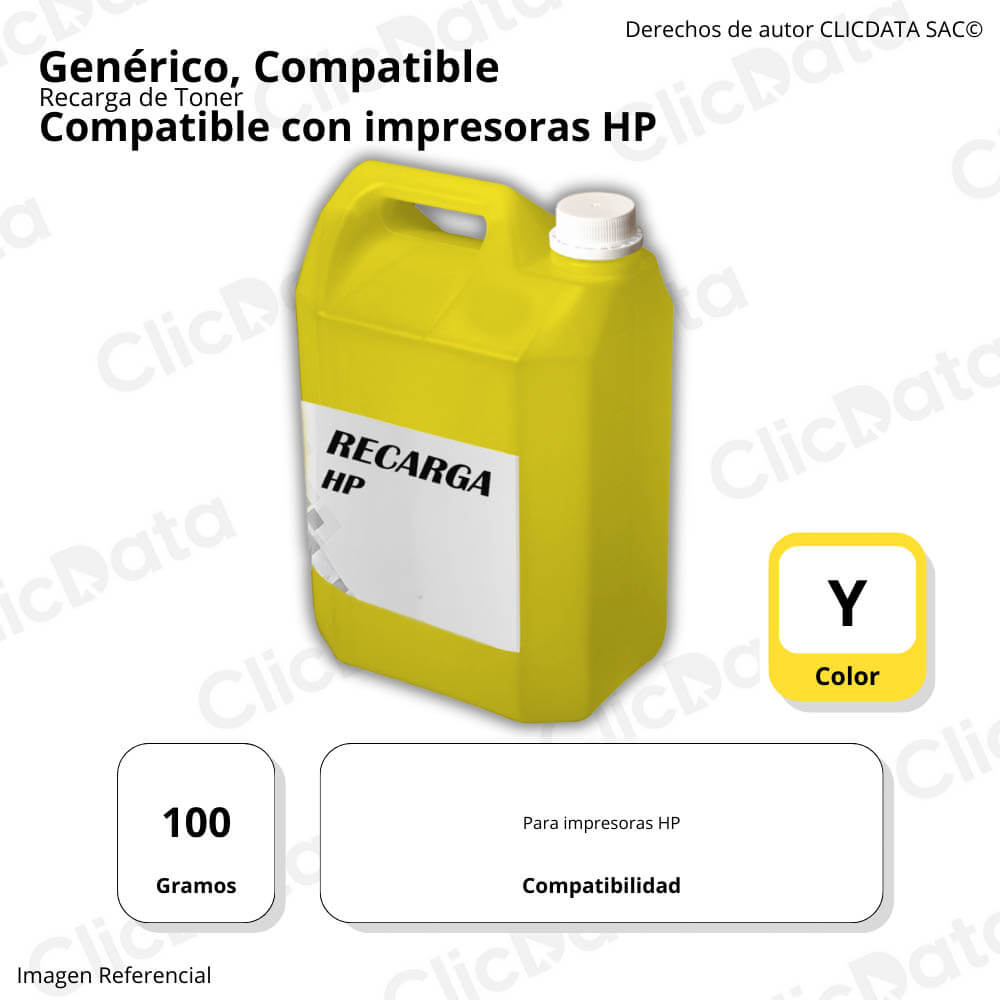 Recarga de Toner HP Yellow 100g Compatible