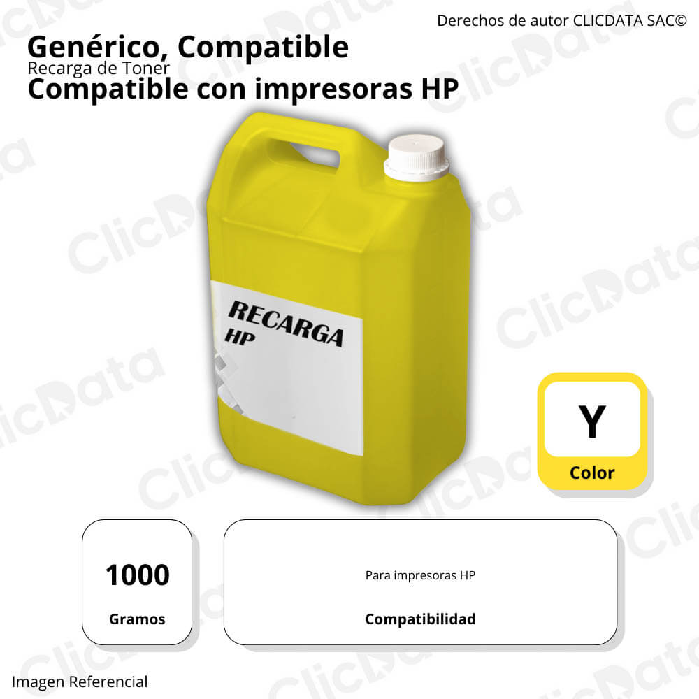 Recarga de Toner HP Yellow 1 Kilo Compatible