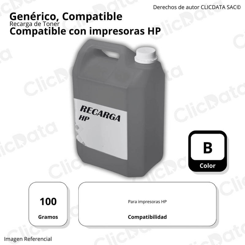 Recarga de Toner HP Negro 100g Compatible