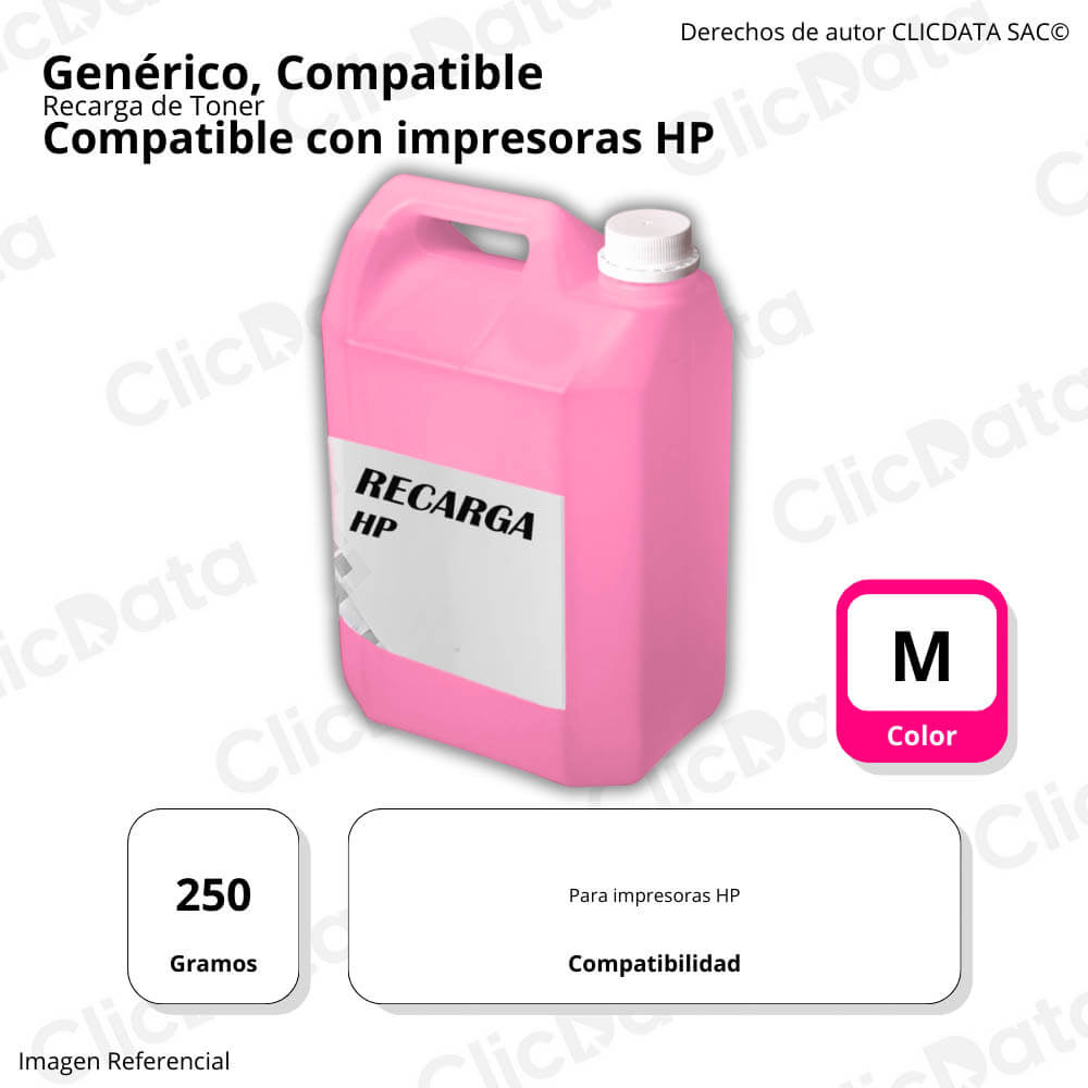 Recarga de Toner HP Magenta 250g Compatible