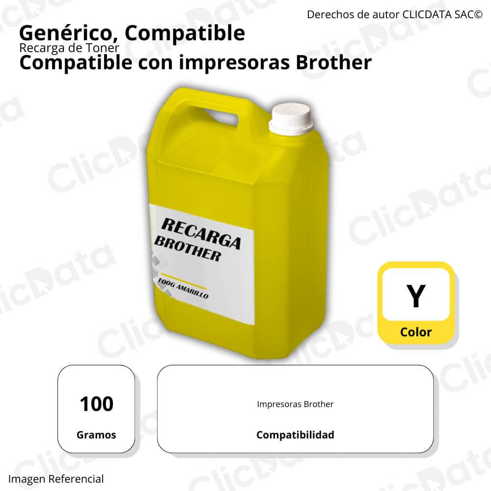 Recarga de Toner Brother Yellow 100g Compatible