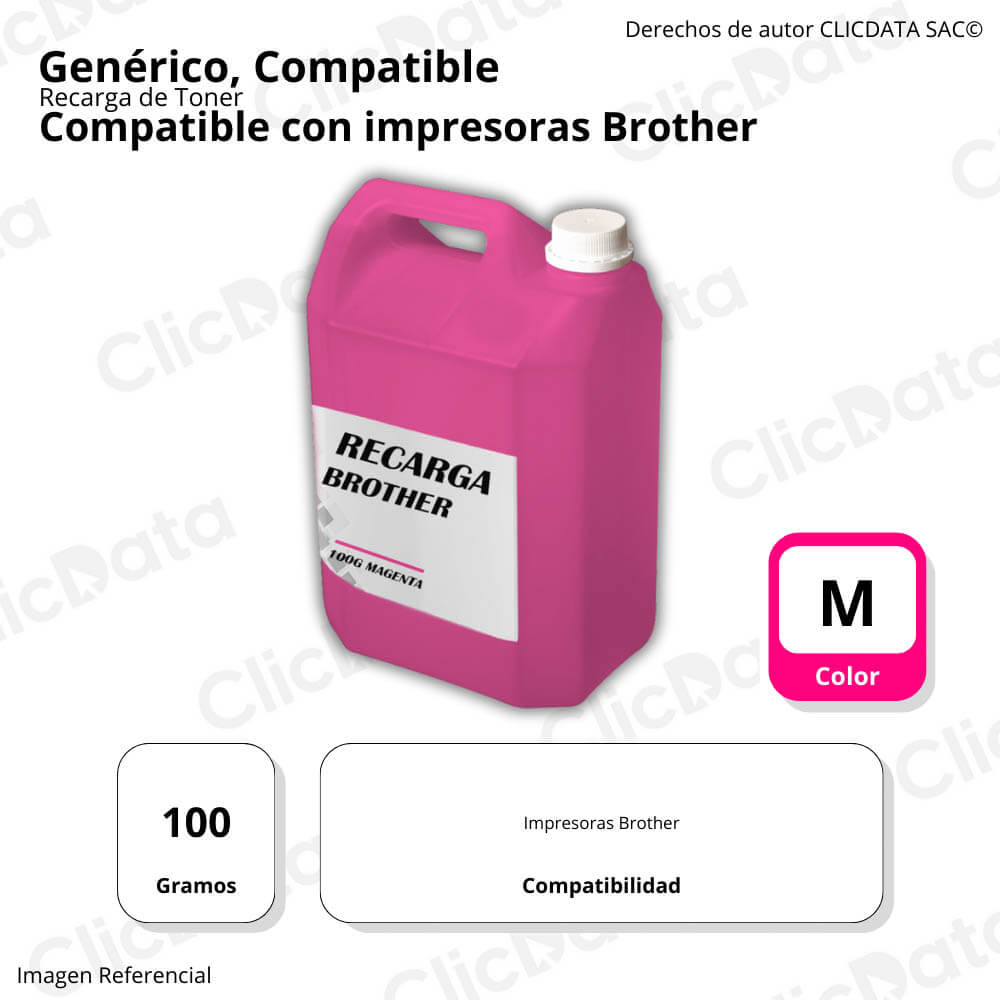 Recarga de Toner Brother Magenta 100g Compatible