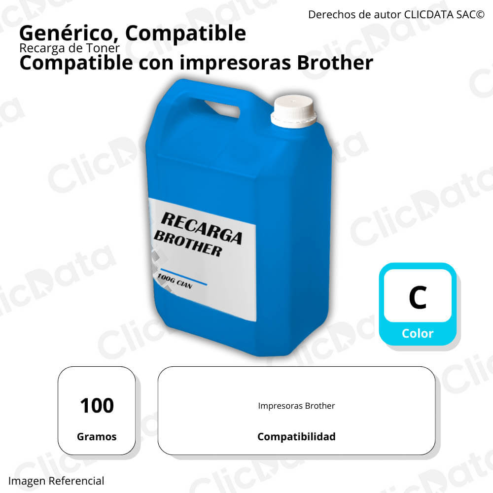 Recarga de Toner Brother Cian 100g Compatible